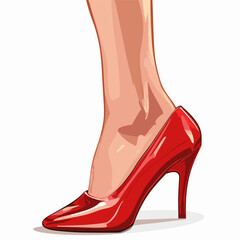 vector female foot in a shoe on a white background .Generative AI