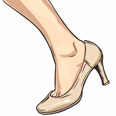 vector female foot in a shoe on a white background .Generative AI