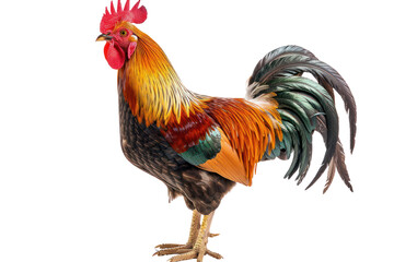 Fototapeta premium rooster standing beautiful color .isolated on white background