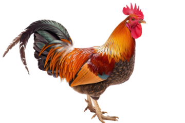 rooster standing beautiful color
.isolated on white background