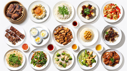 Realistic photo of asian food. Creative artistic diplay of fresh ingredients. AI Generative. 