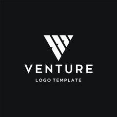 Initial Letter V Monogram with Simple Triangle Shape Line Art Logo Design