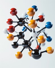 Carbon atoms bonding, detailed molecular model, educational focus, high detail, 