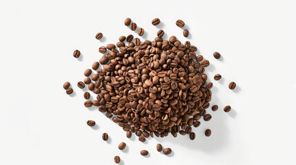 Realistic photo of coffee beans. Creative artistic diplay of fresh ingredients. AI Generative. 