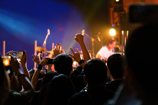 People raises fist at the concert