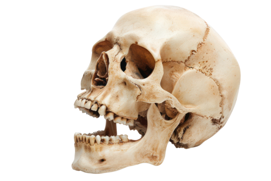 angle skull model in open the mouth pose
isolated on white background - Powered by Adobe