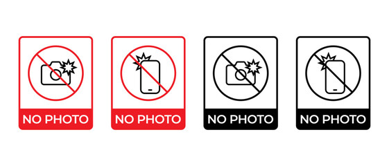 Camera flash icon vector set. No photo sign