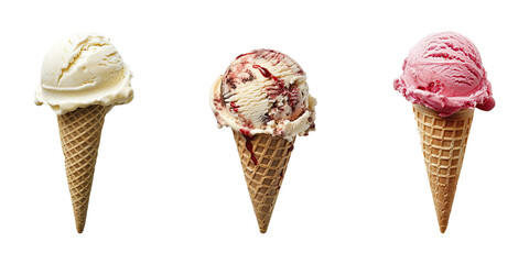 Ice cream set. Set of ice cream isolated on transparent background.