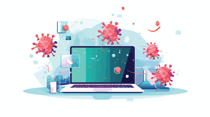 Online Pharmacy Vector Flat illustration. Corona viru - obrazy, fototapety, plakaty