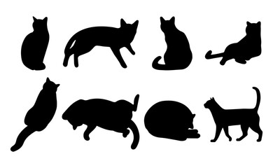 Cat shadow 15 cute on a white background, vector illustration.