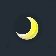 Moon Glossy Yellow Golden Game Icon Badge Isolated Vector Design