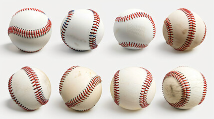 Set with traditional baseball balls on white background