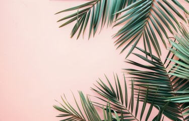 Palm Leaves on a Pink Background