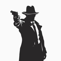 vector silhouette of a gangster on a white background .Generative AI