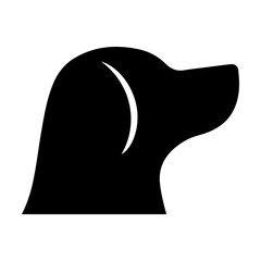 Dog icon, pet face profile vector silhouette glyph pictogram illustration
