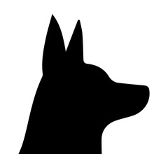 Dog icon, pet face profile vector silhouette glyph pictogram illustration
