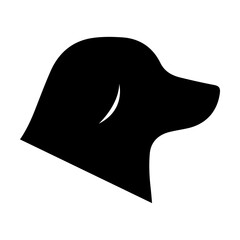 Dog icon, pet face profile vector silhouette glyph pictogram illustration
