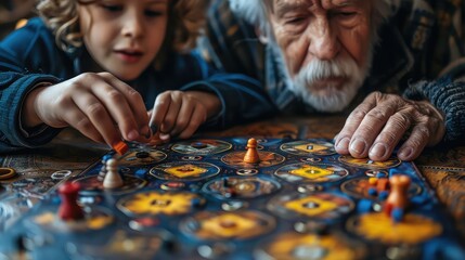 Photo of a family playing a board game