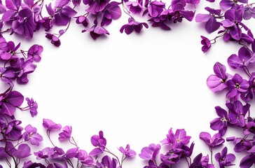 Bunch of Purple Flowers on White Background