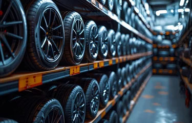Fotobehang Tires for sale at tire store © Vadim
