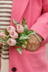 bouquet of tulips in a hand