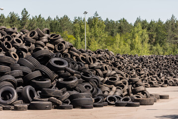tire disposal - cemetery of used tires for recycling