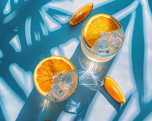 Three Glasses Filled With Orange Slices and Ice