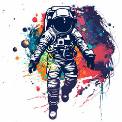 vector drawing of an astronaut in space on a white background .Generative AI
