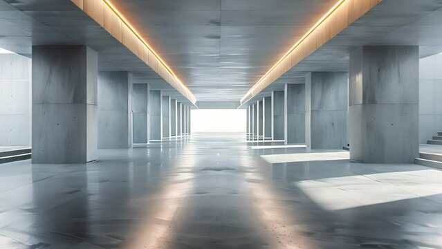 Straight hallway stretches, light visible at far end. Long Hallway With Light at End