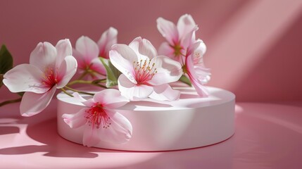 Obraz na płótnie Canvas Pink Flower Close Up on Surface