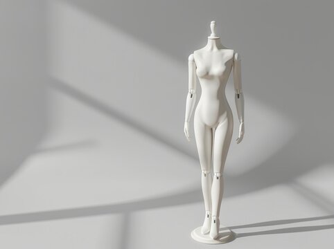White Female Mannequin Standing on White Surface