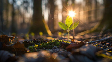Spring sprout in the forest
