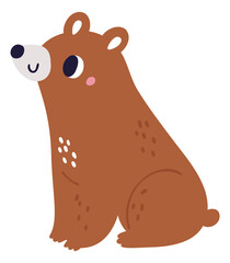 Cute bear sit. Forest animal. Kid character