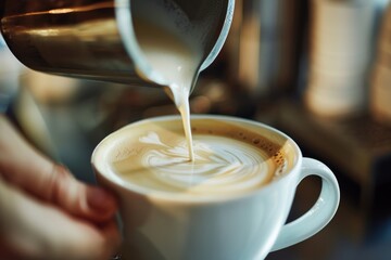 Pouring Coffee Into a Cup - obrazy, fototapety, plakaty