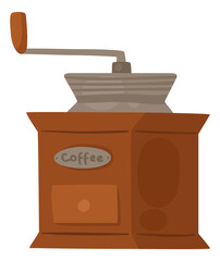 Coffee beans grinder color icon. Retro wooden tool