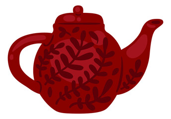 Cute teapot. Cozy herbal tea pottery icon