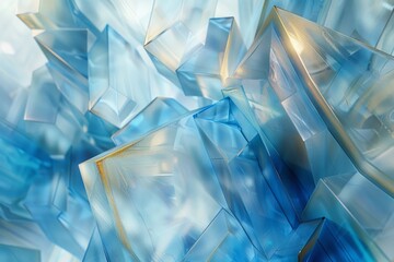 A blue and gold abstract image with a lot of cubes
