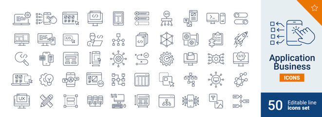 Application icons Pixel perfect. configuration, window, mobile, ...	
