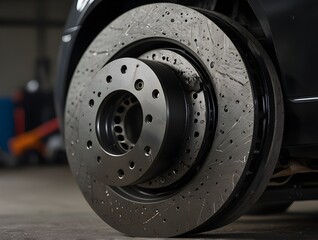 car brake disc treatment with spray, brake cleaner.
