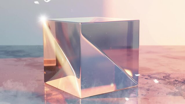 a cuboid shape with chamfered. seamless looping overlay 4k virtual video animation background