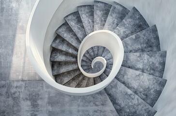 Elegant Spiral Staircase in Building With Marble Floors