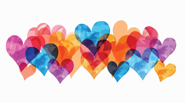 Abstract colored hearts on a white background