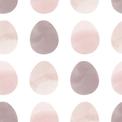 Seamless pattern with easter eggs, hand drawn illustration in watercolor style