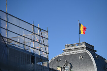 Belgique Drapeau palais royal Bruxelles chantier travaux