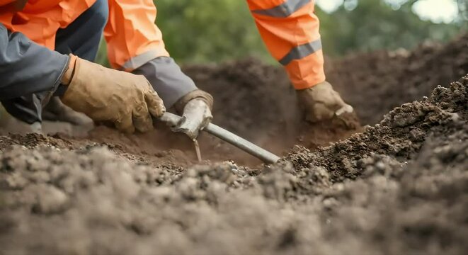 Close-Up: Worker Digging 