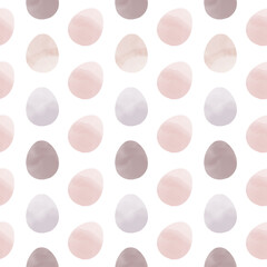 Seamless pattern with easter eggs, hand drawn illustration in watercolor style