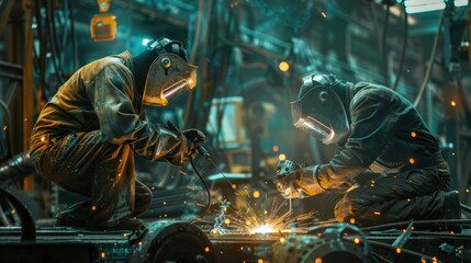 welder factory worker Metal sparks