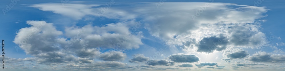 Sticker blue skydome with haze in 360 hdri panorama in equirectangular format with zenith and clouds and sun