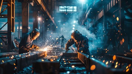 welder factory worker Metal sparks