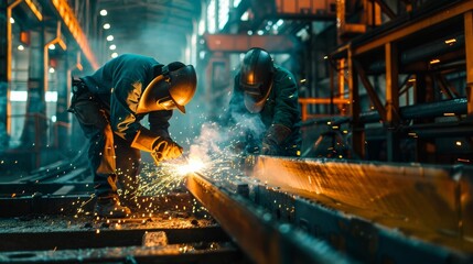 welder factory worker Metal sparks